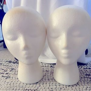 Set of 2 Styrofoam Heads for Wigs